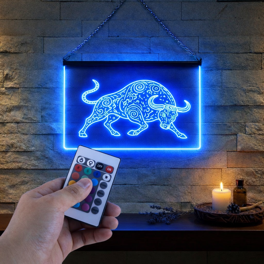 Enseigne Lumineuse Tribale Taureau