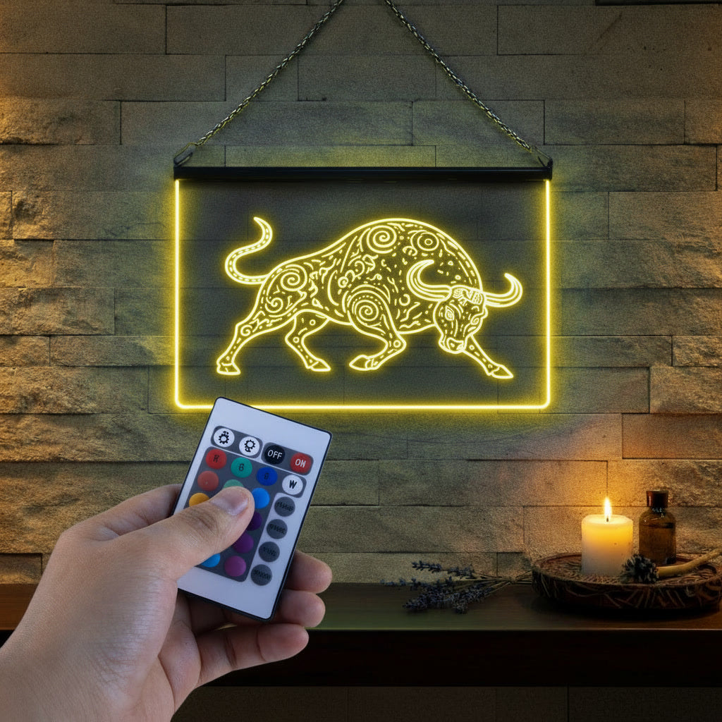 Enseigne Lumineuse Tribale Taureau