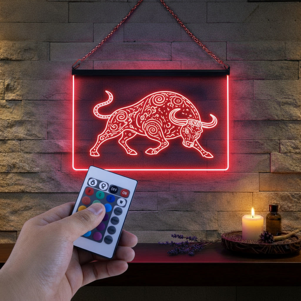 Enseigne Lumineuse Tribale Taureau
