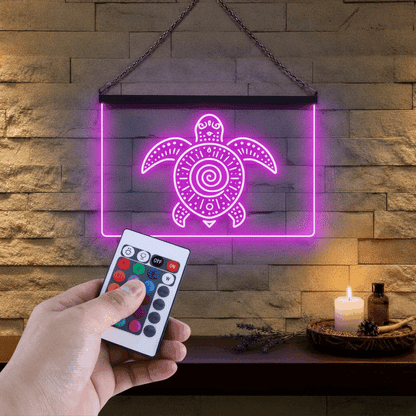 Enseigne Lumineuse Tribale Tortue 60 x 40 cm