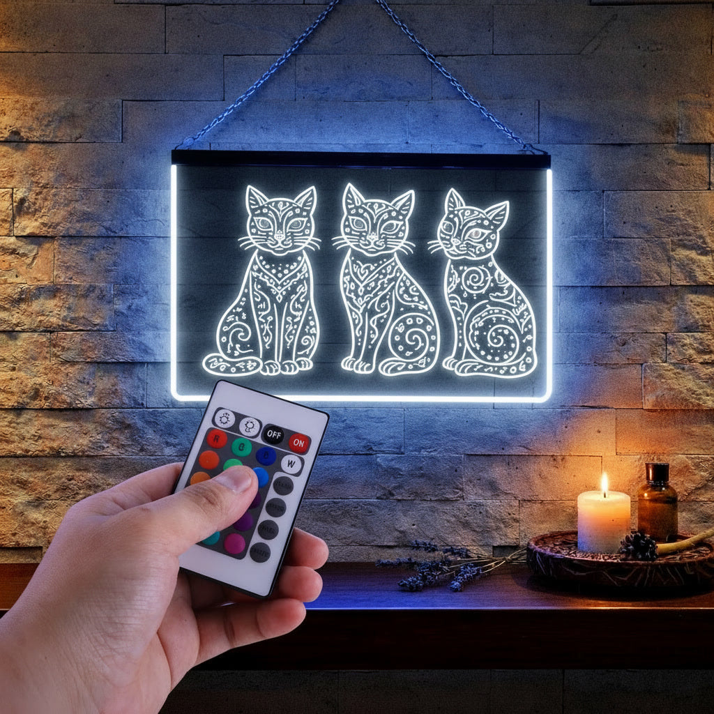 Enseigne Lumineuse Tribale Trio Chatons