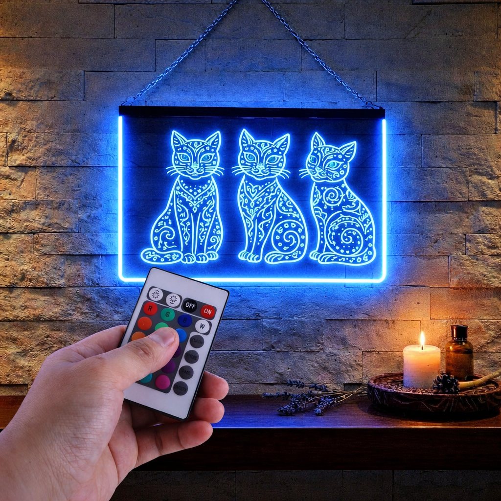 Enseigne Lumineuse Tribale Trio Chatons