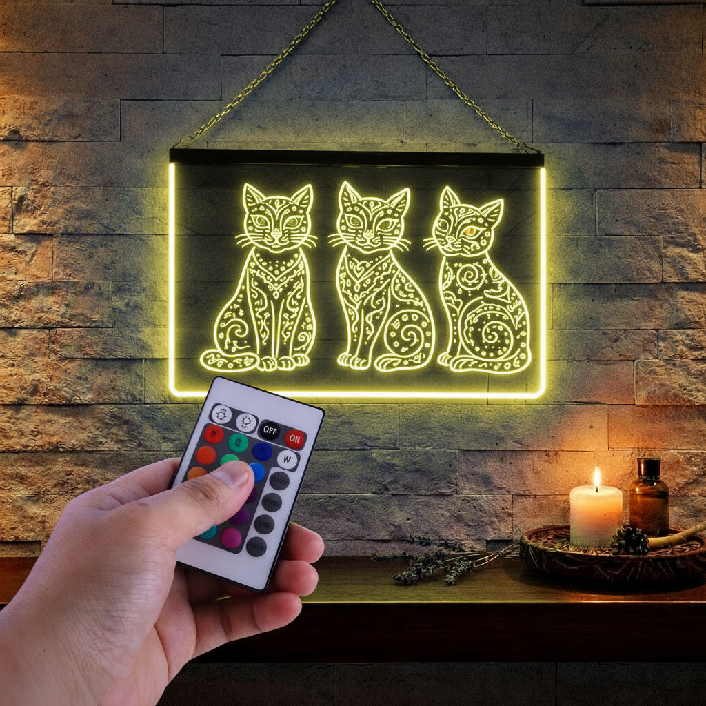 Enseigne Lumineuse Tribale Trio Chatons
