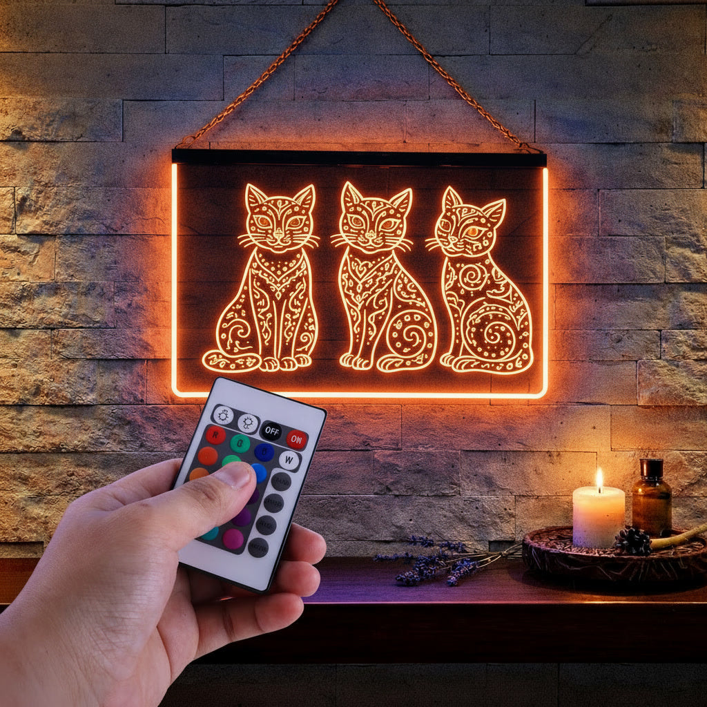 Enseigne Lumineuse Tribale Trio Chatons