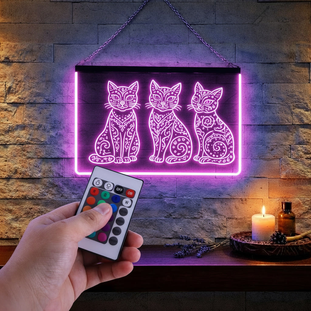 Enseigne Lumineuse Tribale Trio Chatons