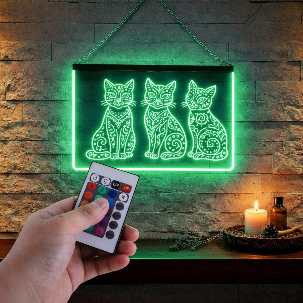 Enseigne Lumineuse Tribale Trio Chatons