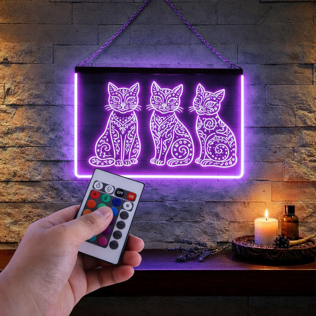 Enseigne Lumineuse Tribale Trio Chatons