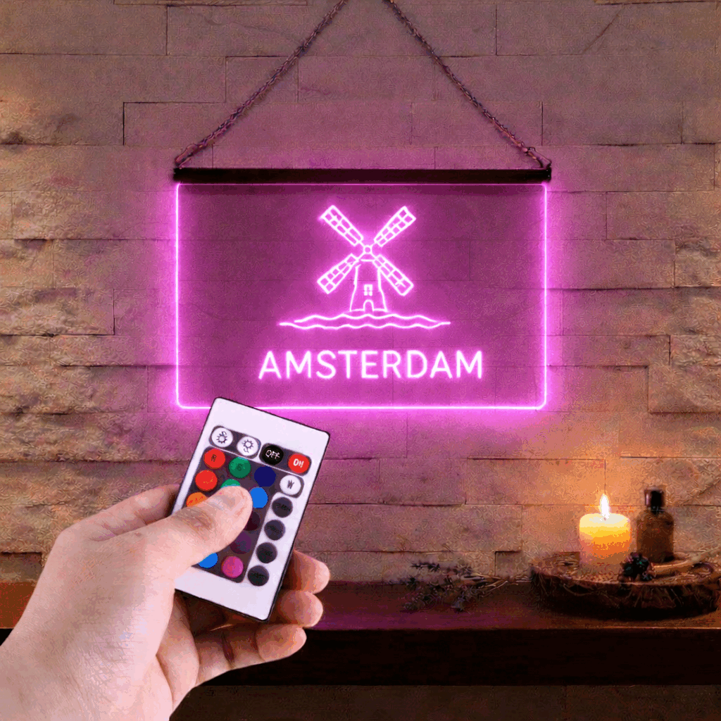 Enseigne Lumineuse Ville Amsterdam 60 x 40 cm