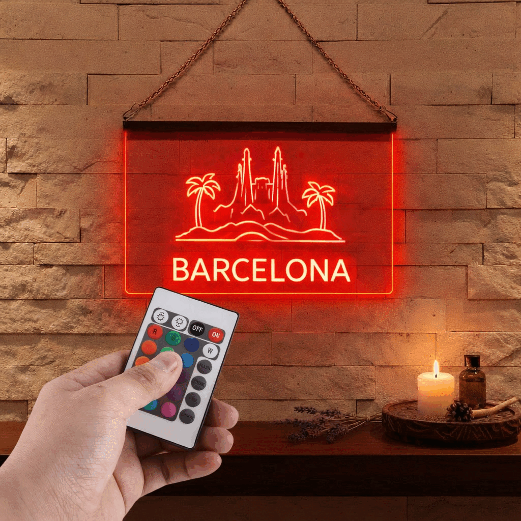 Enseigne Lumineuse Ville Barcelona 60 x 40 cm
