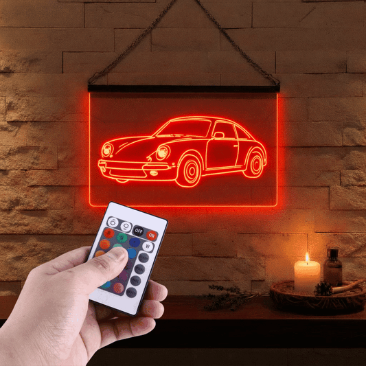 Enseigne Lumineuse Voiture Ancienne 60 x 40 cm