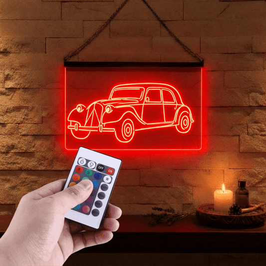 Enseigne Lumineuse Voiture Ancienne 60 x 40 cm