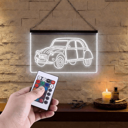 Enseigne Lumineuse Voiture Ancienne 60 x 40 cm