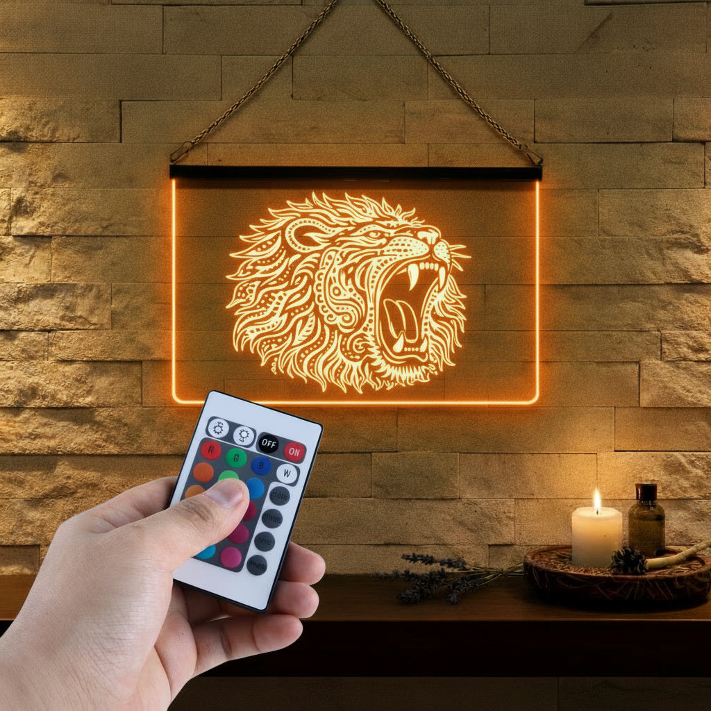 Enseigne Lumineuse Tribale Lion