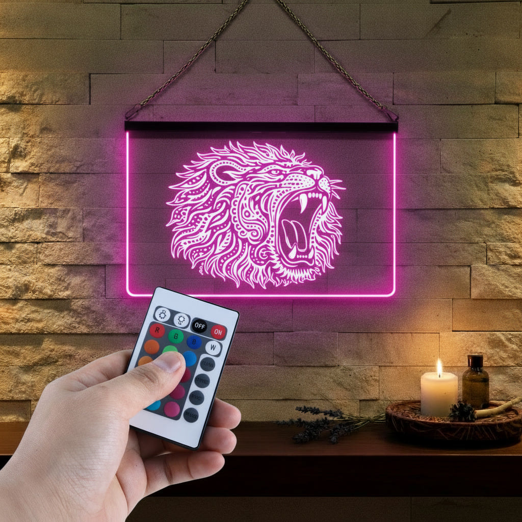 Enseigne Lumineuse Tribale Lion