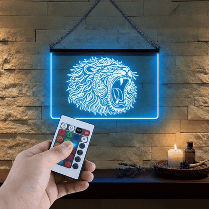 Enseigne Lumineuse Tribale Lion 60 x 40 cm
