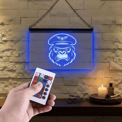 Enseigne Lumineuse Gorille Chapeau 60 x 40 cm