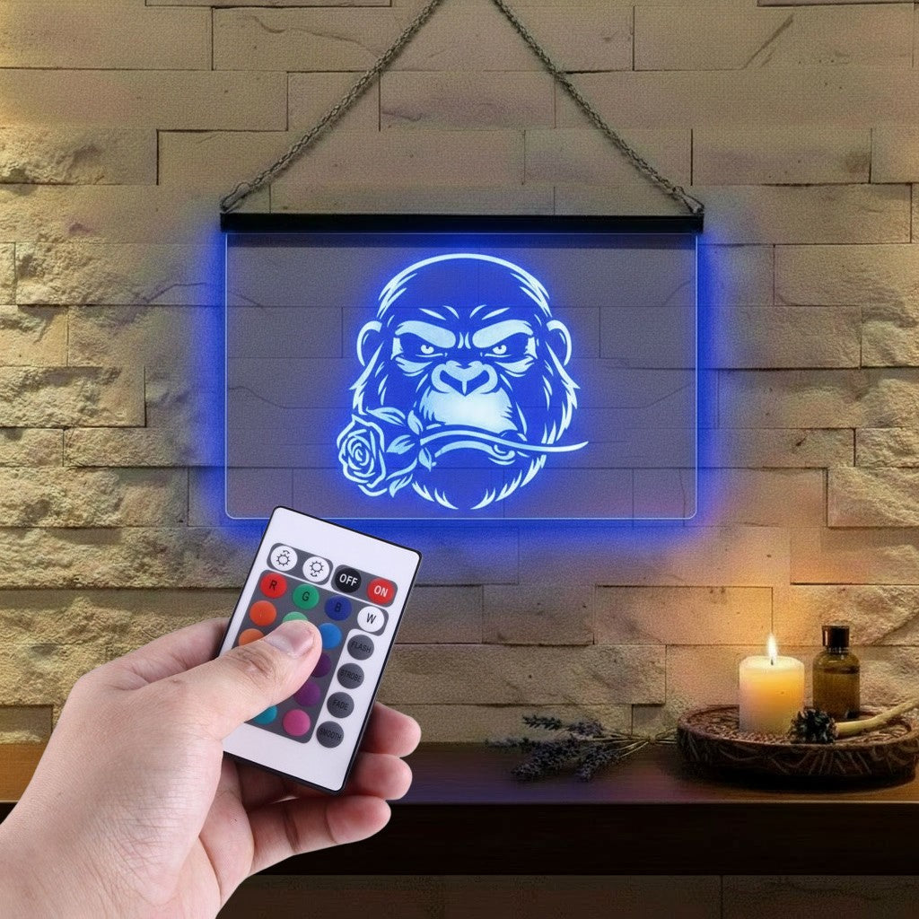 Enseigne Lumineuse Gorille Rose